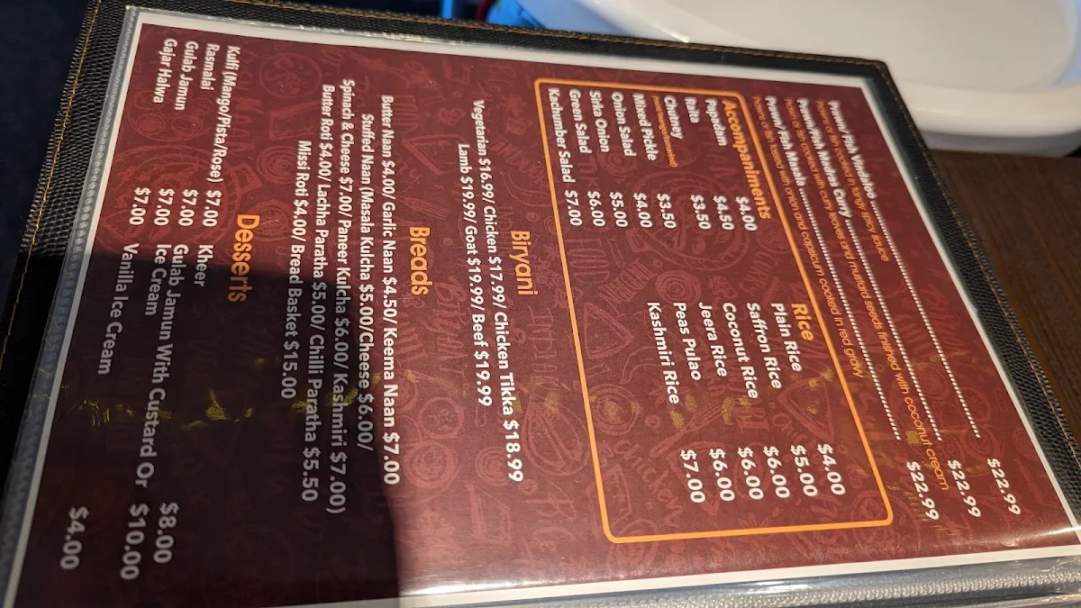 Menu, Butter Chicken Factory -SA