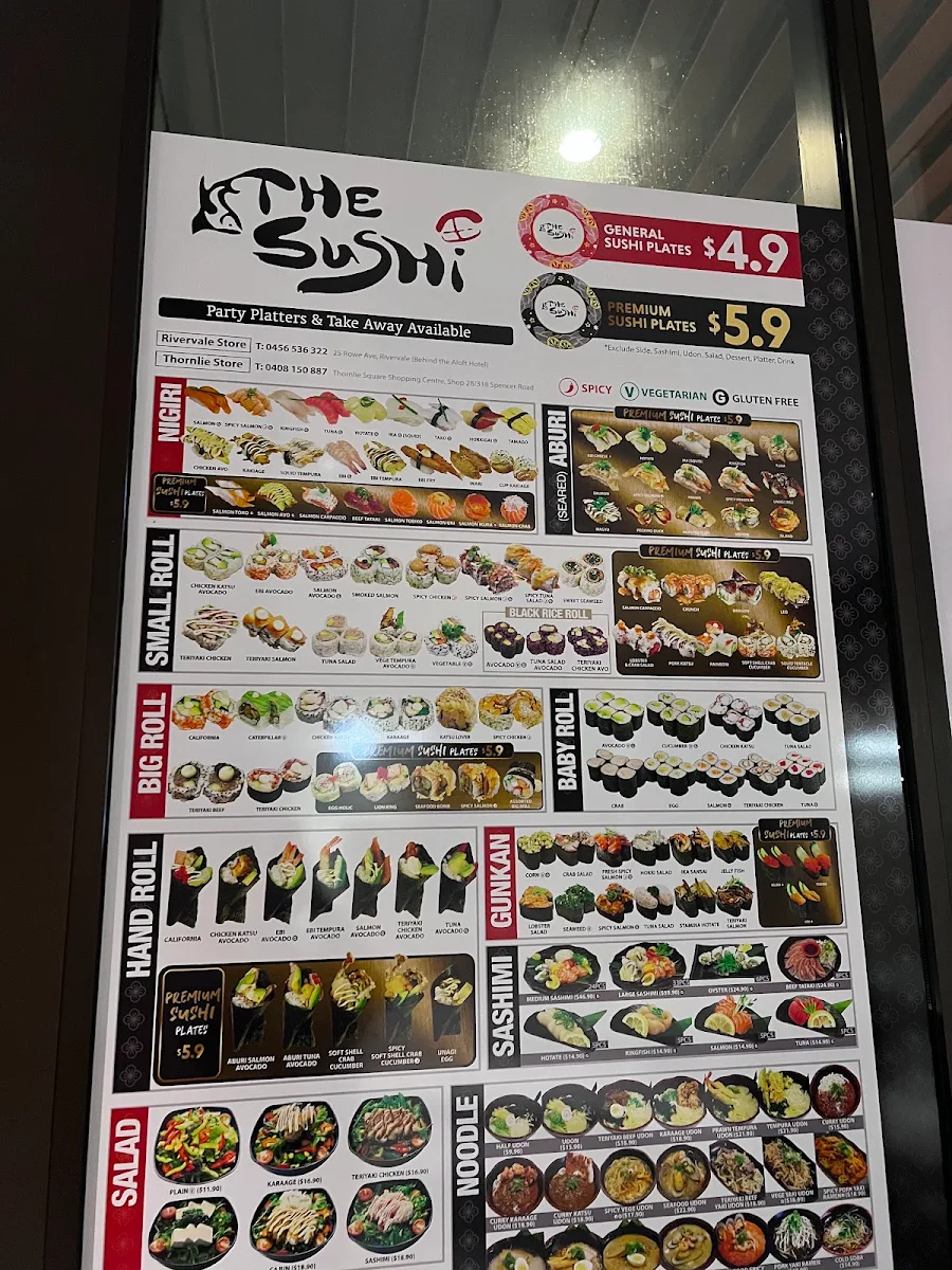 Menu, The Sushi 2016