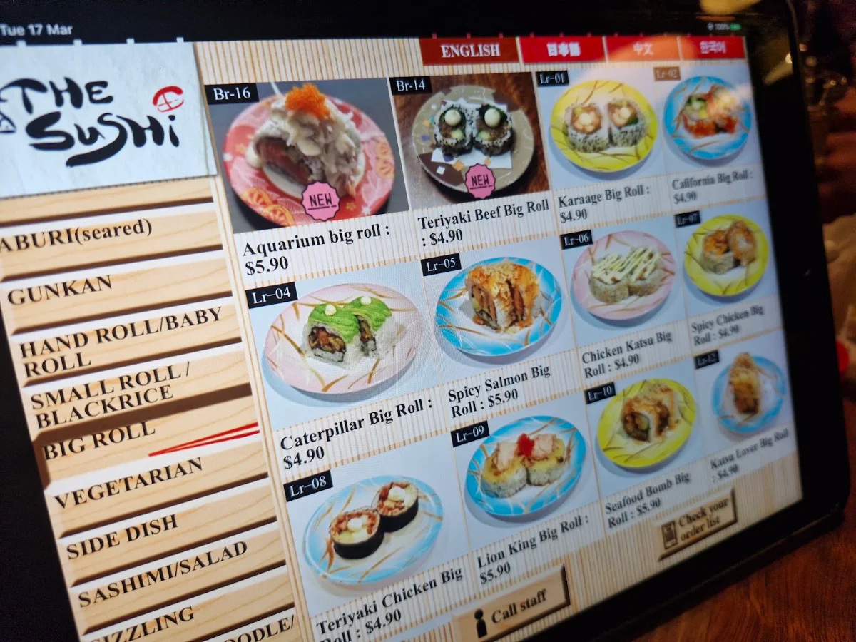 Menu, The Sushi 2016