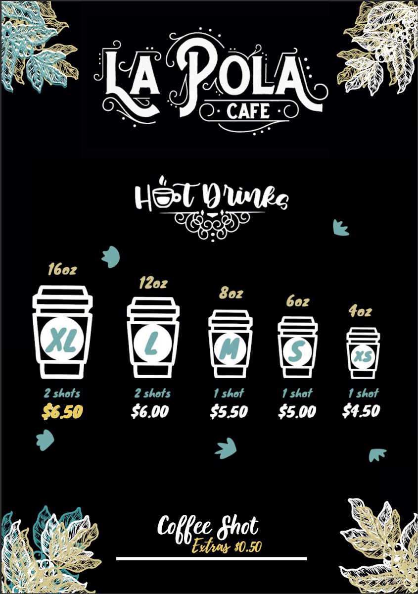 Menu, La Pola Cafe