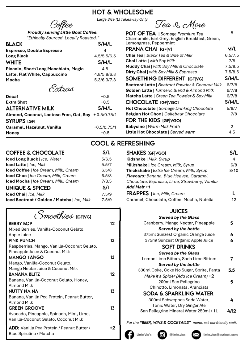 Menu, Little Vic’s