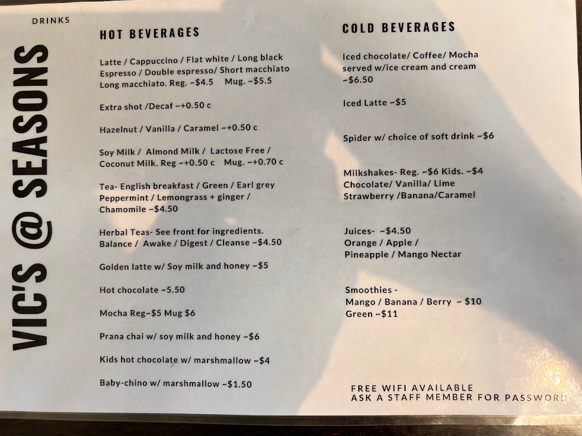 Menu, Little Vic’s