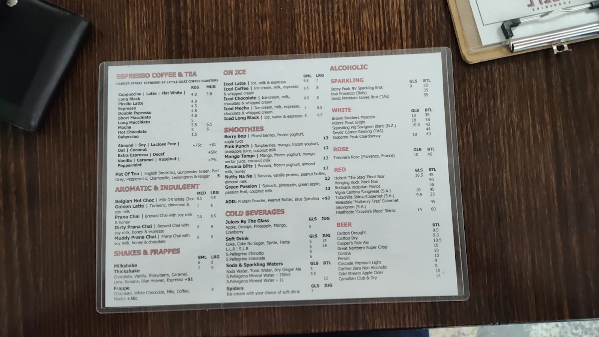 Menu, Little Vic’s