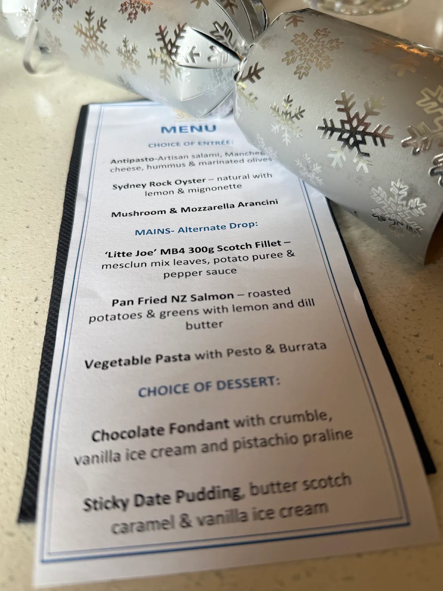 Menu, Harbour View Hotel, The Rocks