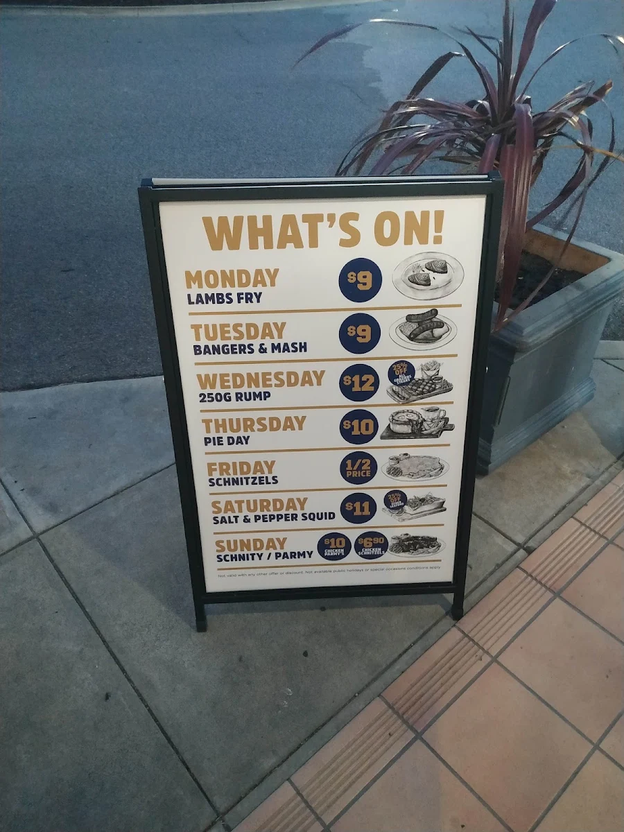 Menu, Hendon Hotel