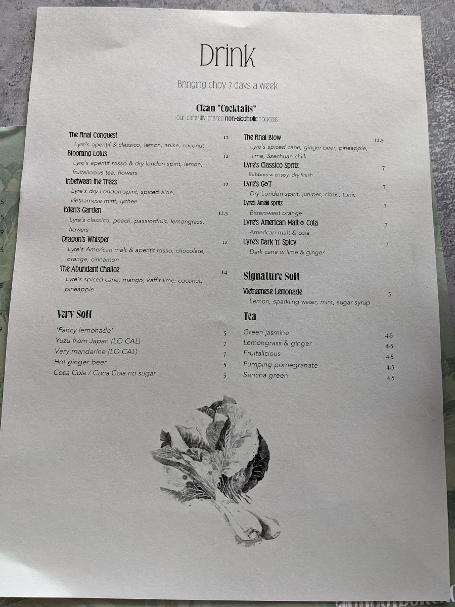 Menu, Oh Boy, Bok Choy! Restaurant & Bar