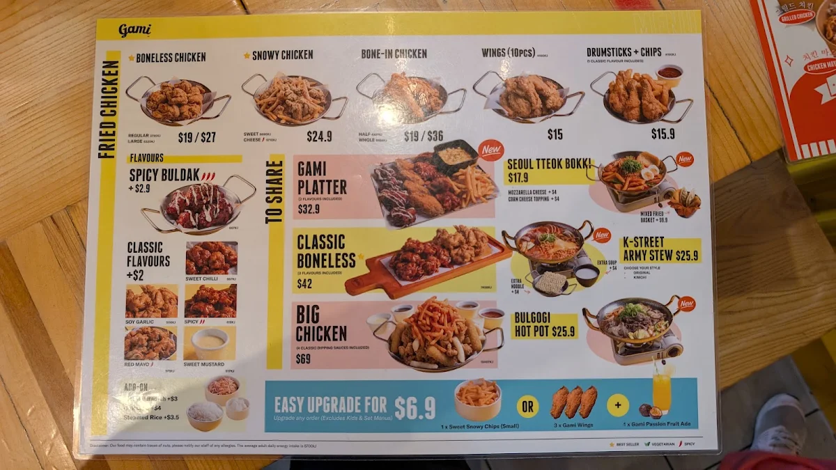 Menu, Gami Chicken & Beer - Caroline Springs