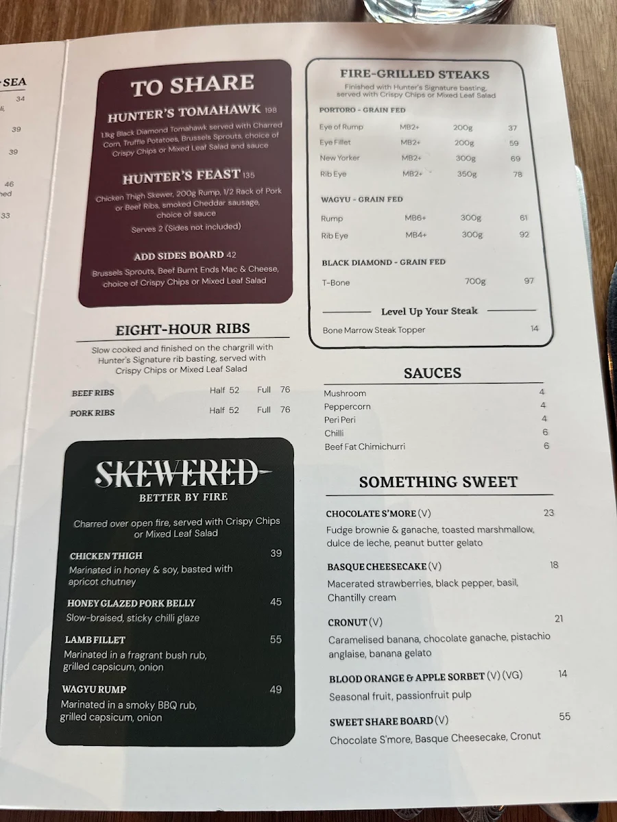 Menu, Hunter & Barrel Ringwood
