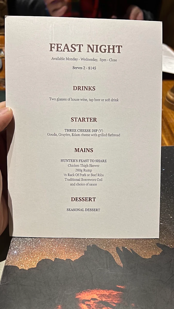 Menu, Hunter & Barrel Ringwood