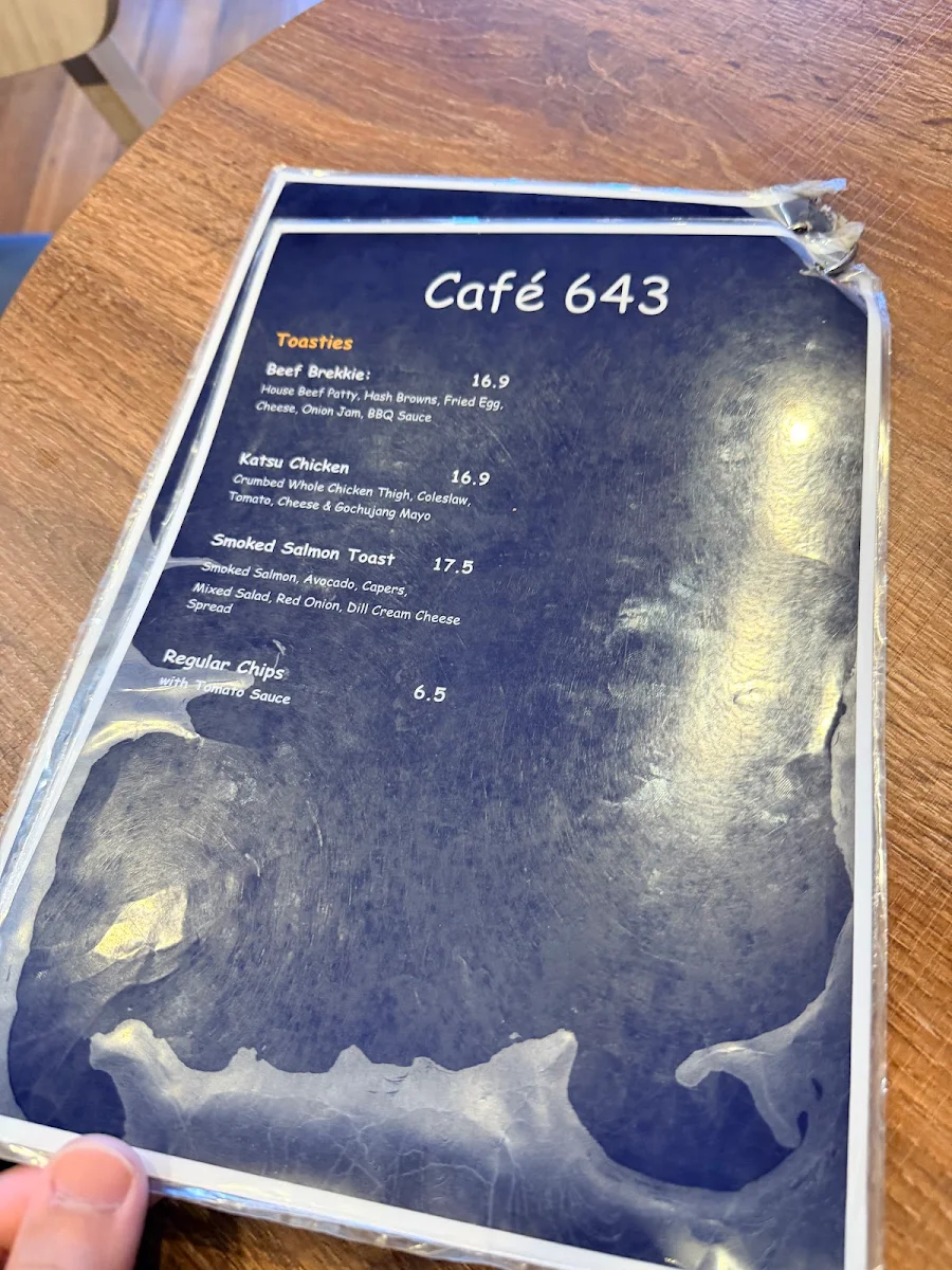 Menu, Café 643 Vic Park