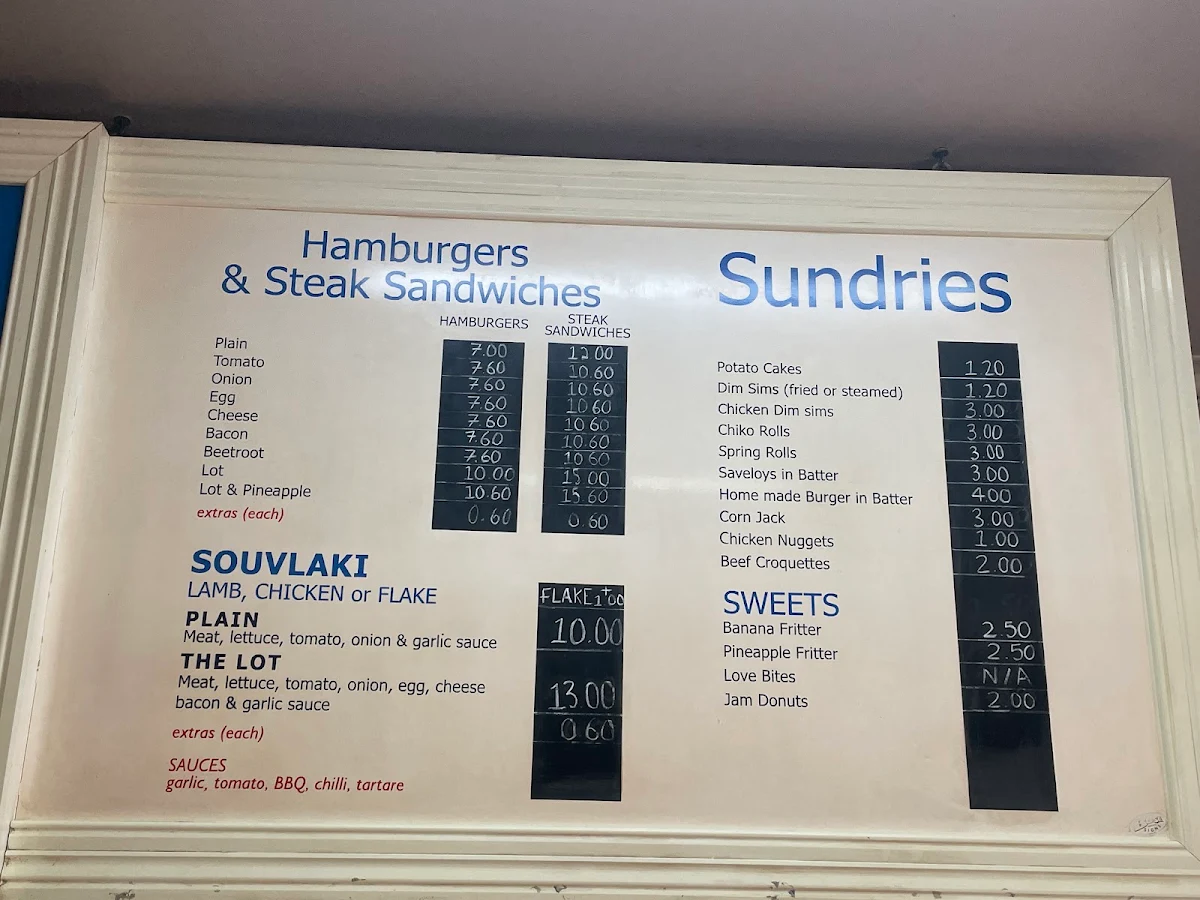 Menu, Leopold Fish & Chips