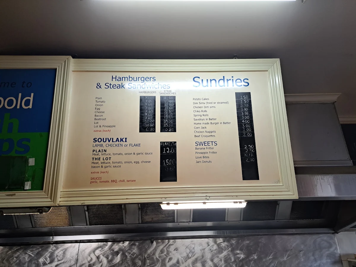 Menu, Leopold Fish & Chips