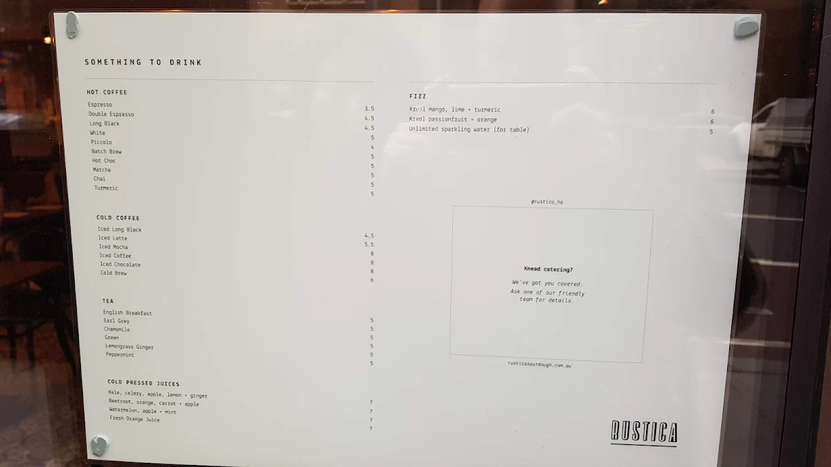Menu, Rustica