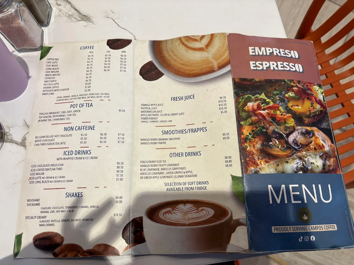 Menu, Empreso Espresso