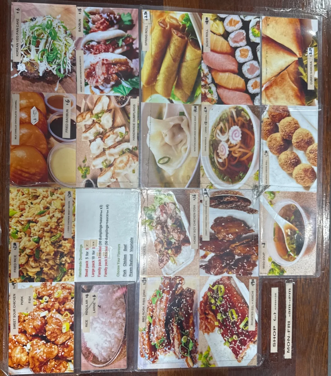 Menu, Sun's Dumplings