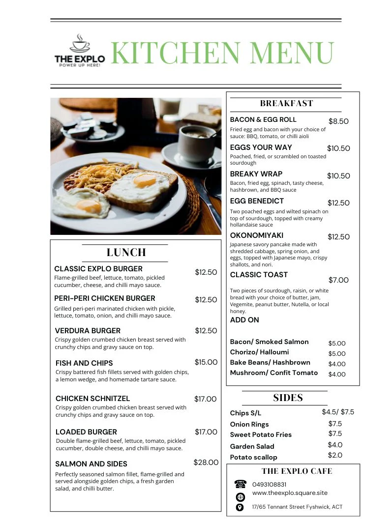 Menu, The Explo