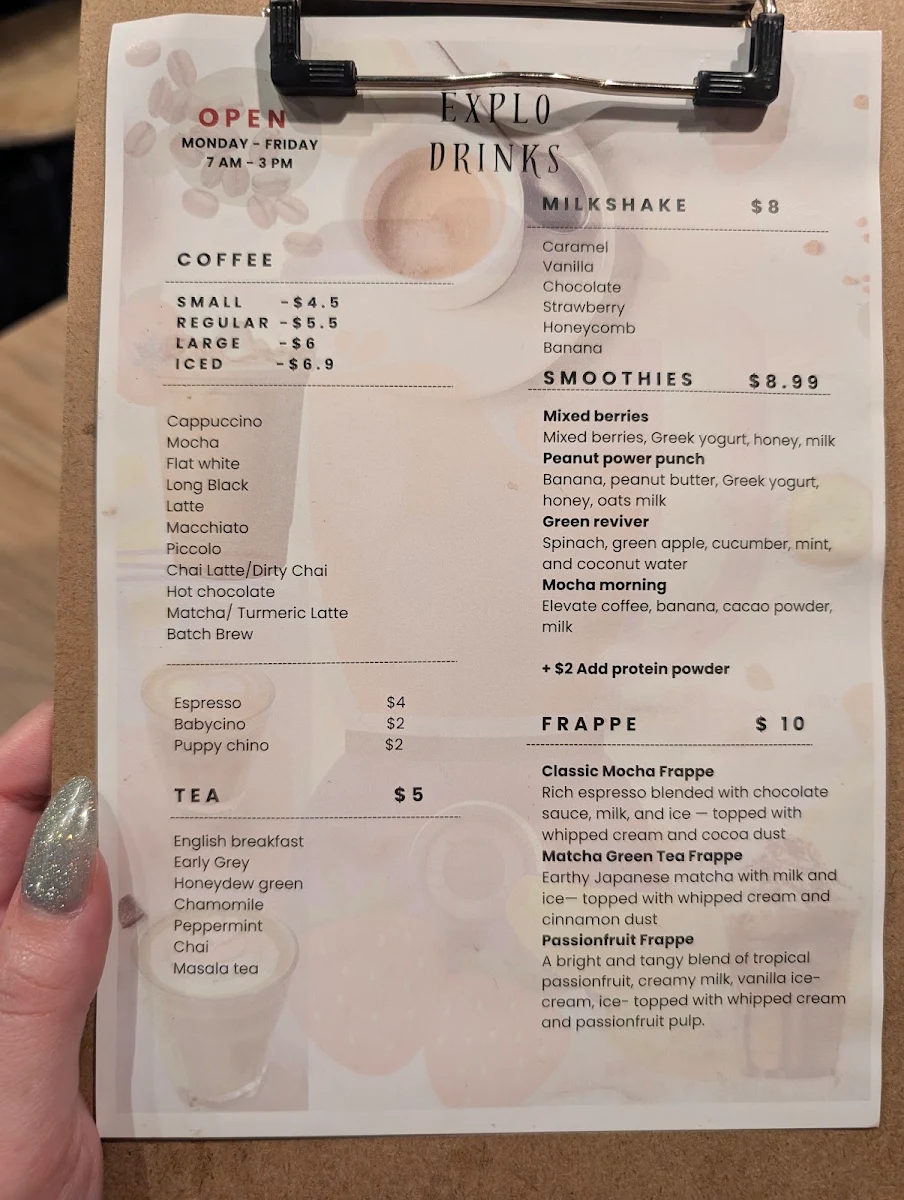 Menu, The Explo