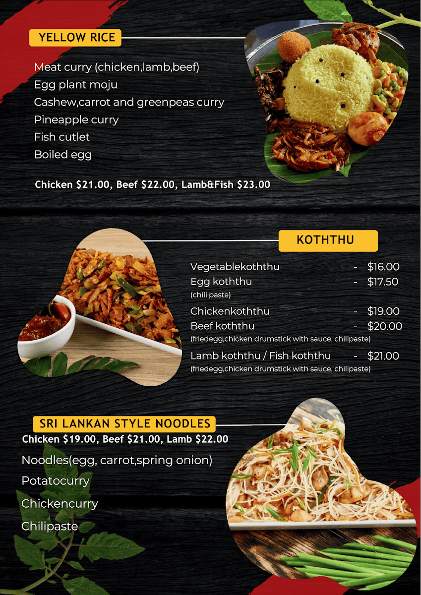 Menu, Lankan La La