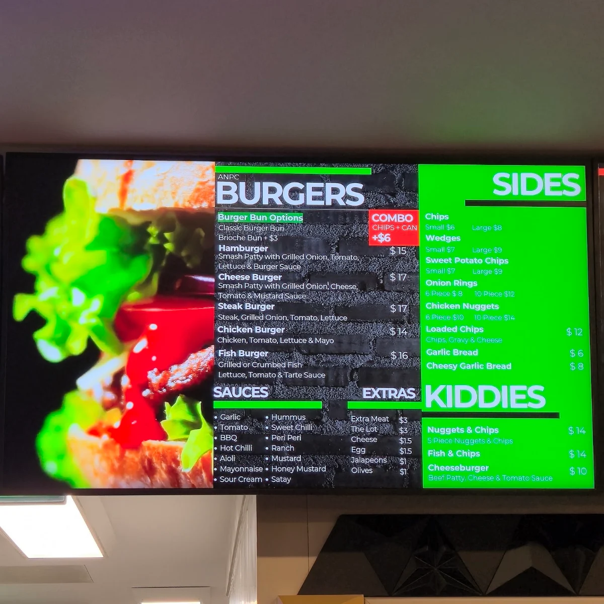 Menu, All Night Pizza Café