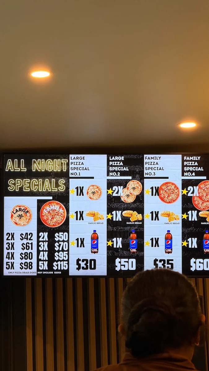 Menu, All Night Pizza Café