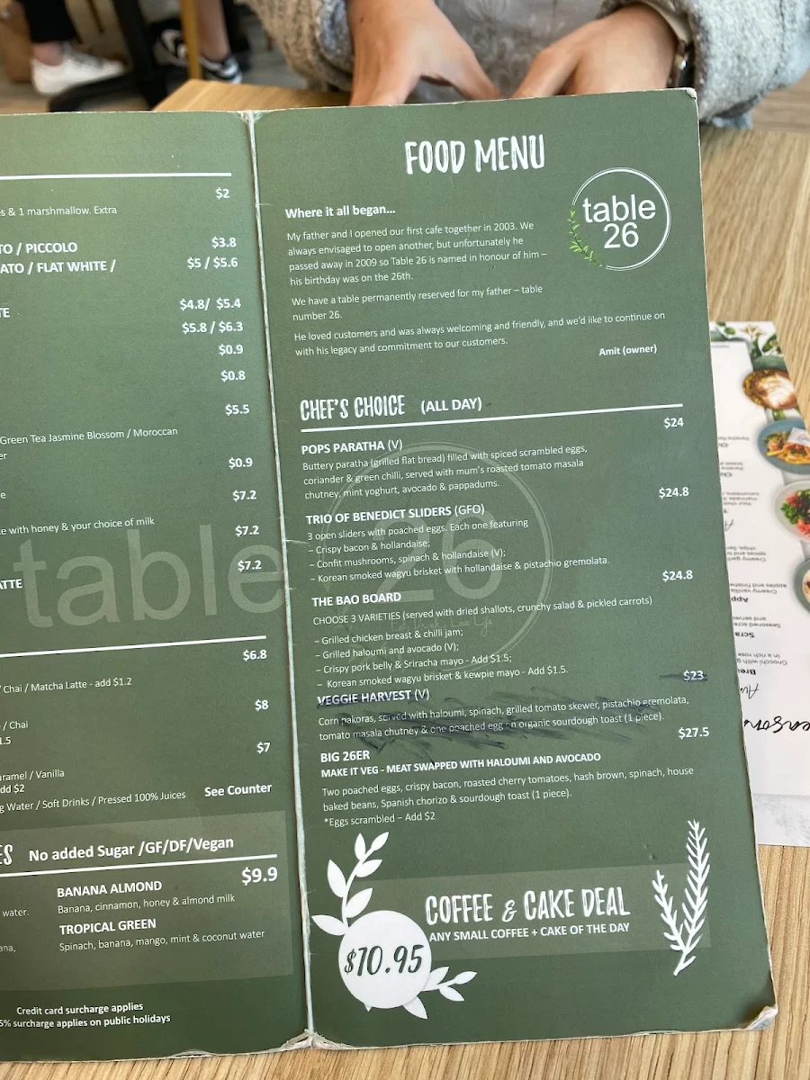 Menu, Table 26 Indooroopilly