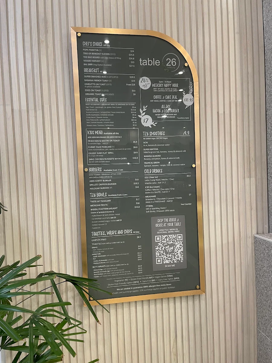 Menu, Table 26 Indooroopilly