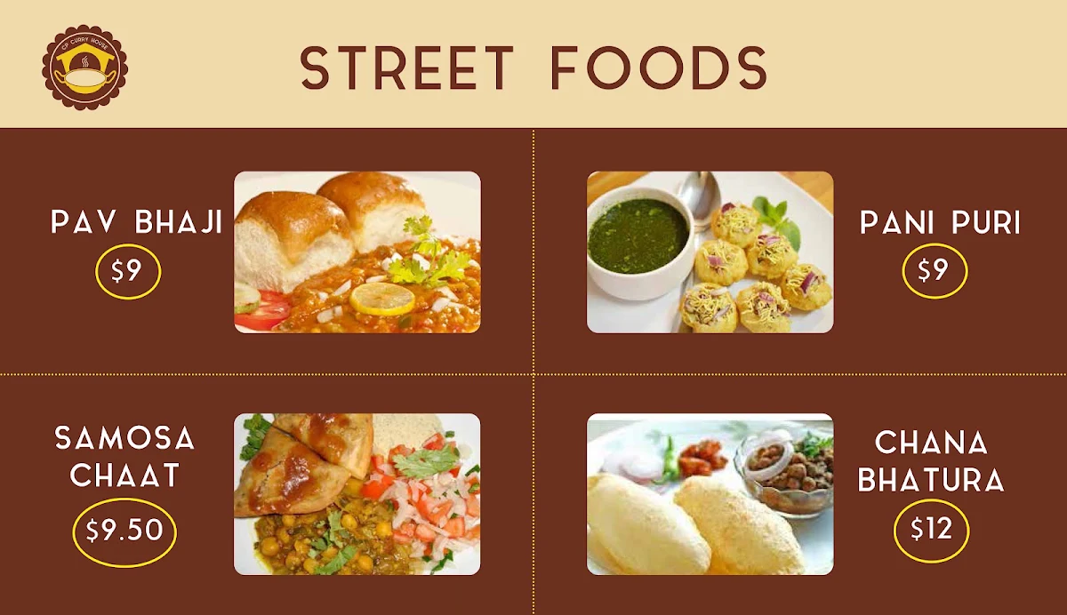Menu, CP Curry House