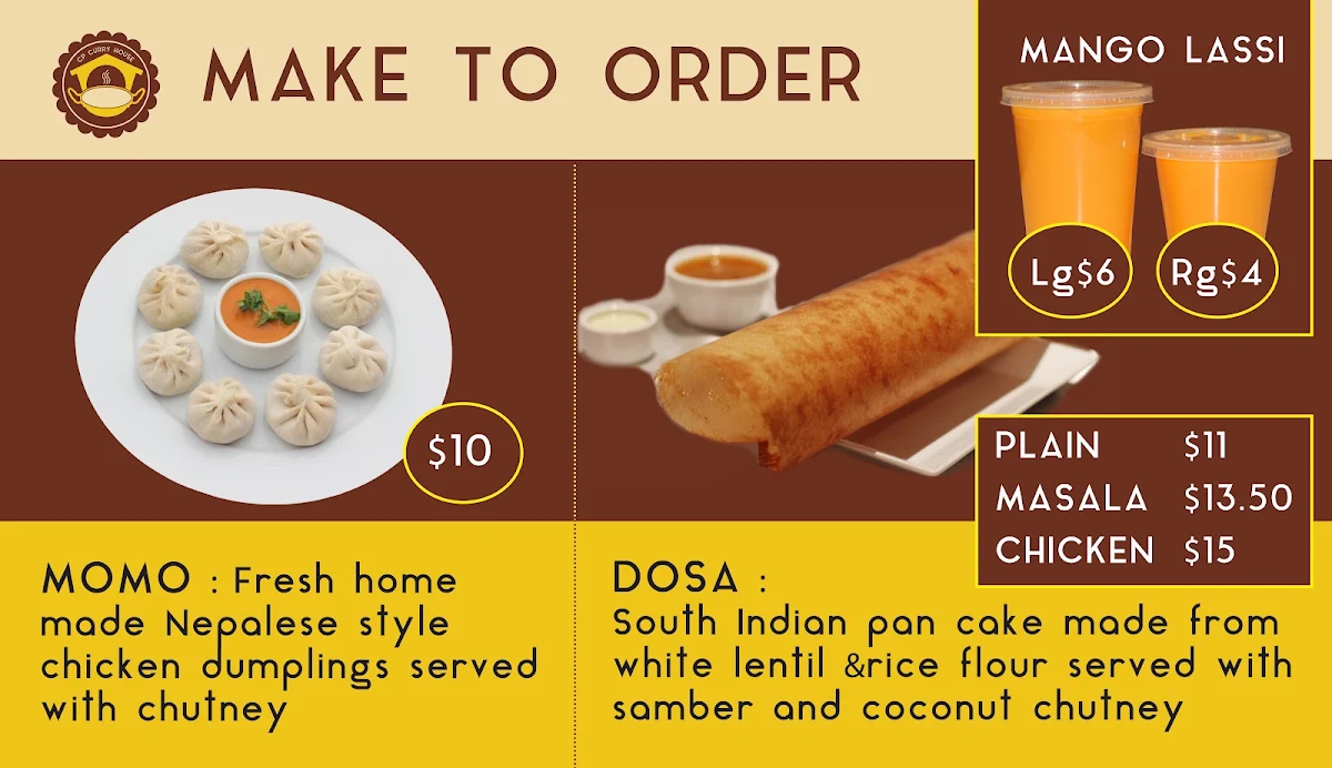 Menu, CP Curry House