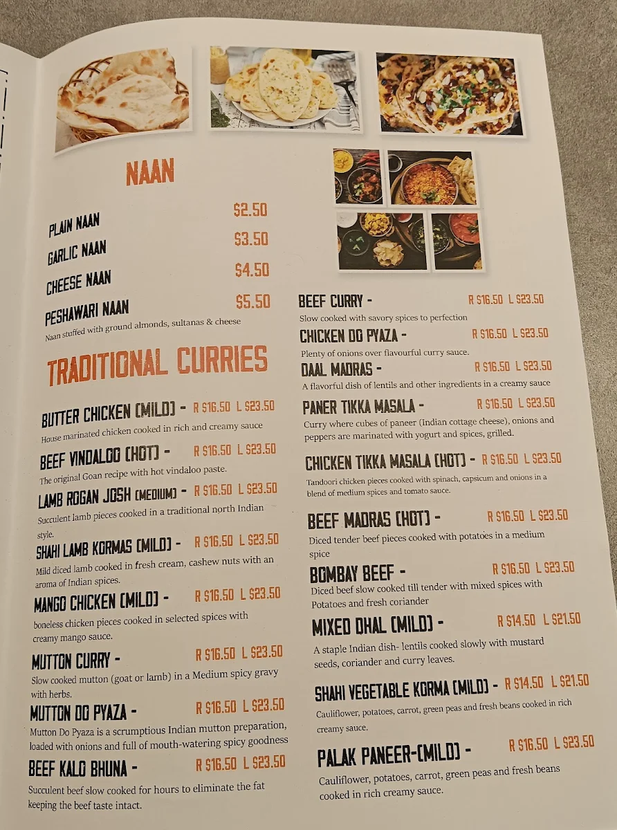 Menu, Curry Crave
