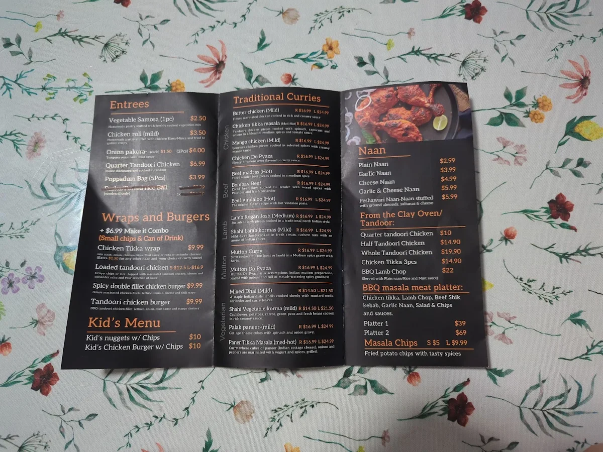 Menu, Curry Crave