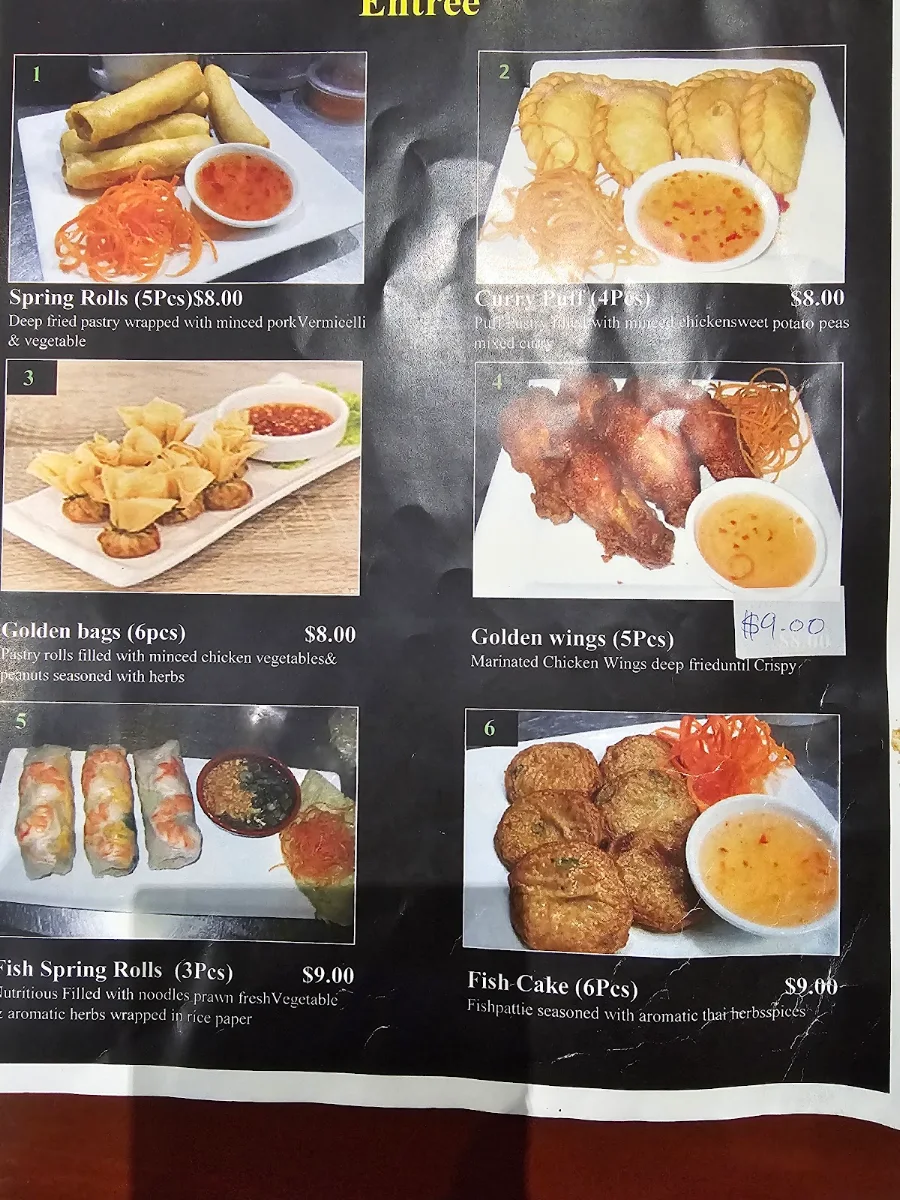 Menu, Won Dee Lao & Thai Fairfield