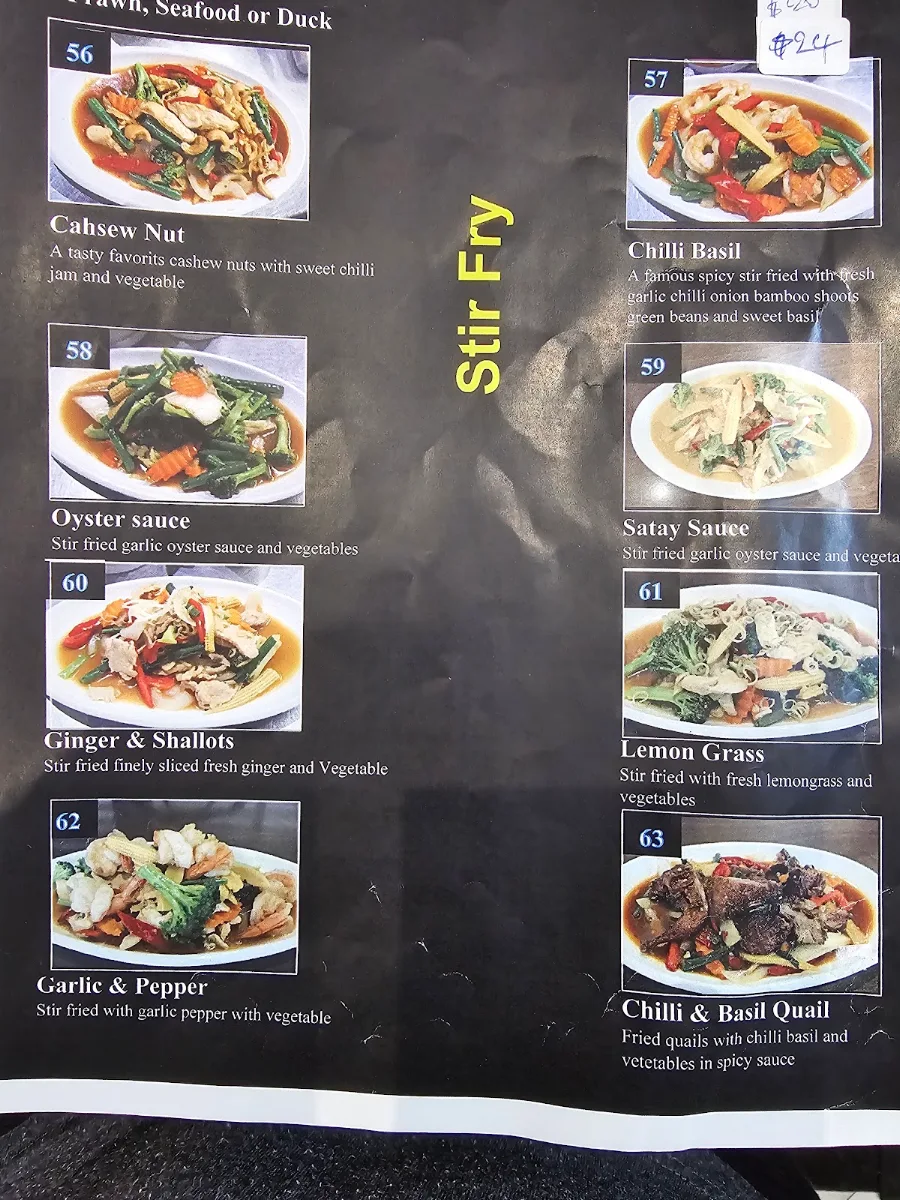 Menu, Won Dee Lao & Thai Fairfield