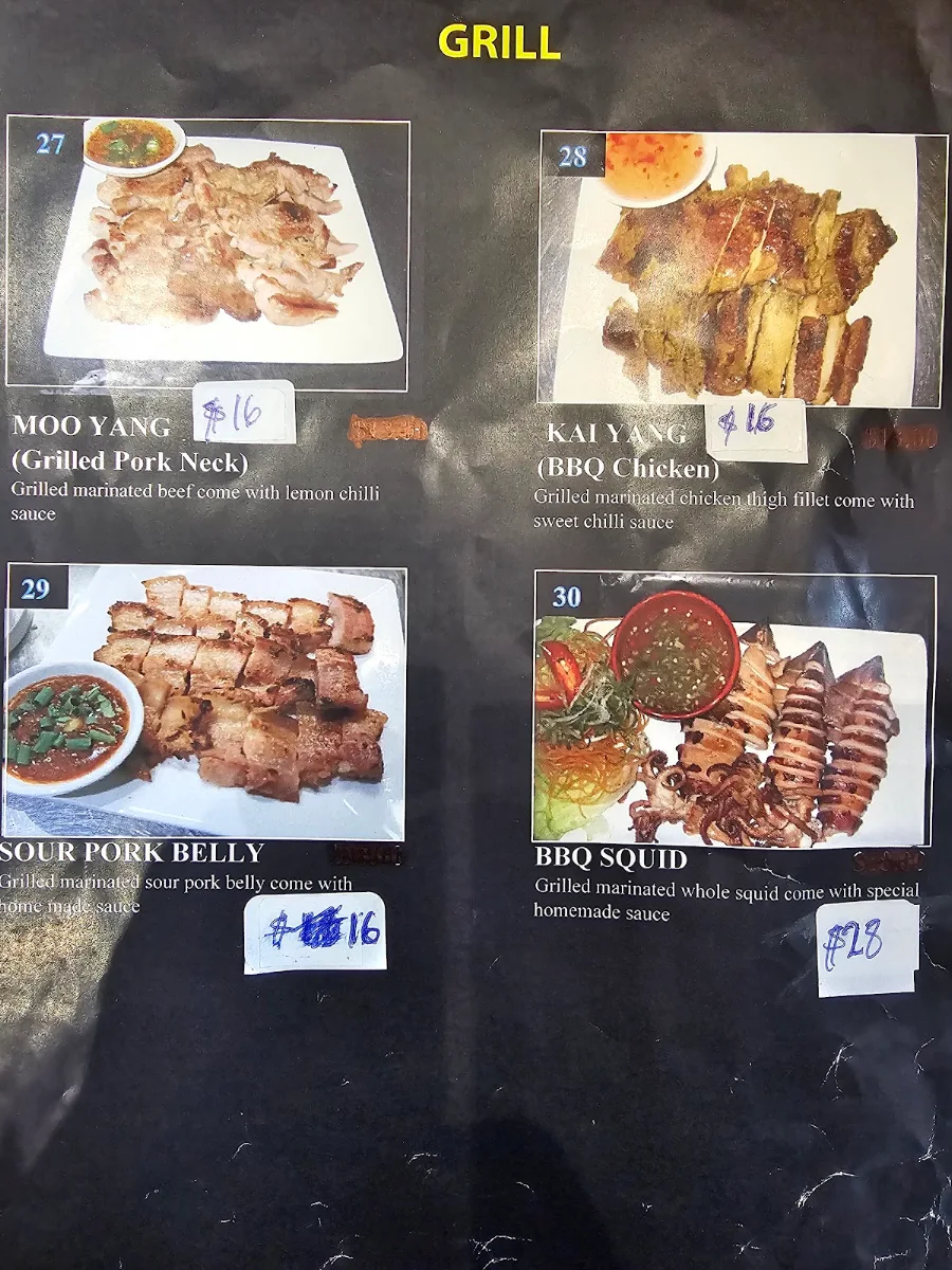 Menu, Won Dee Lao & Thai Fairfield