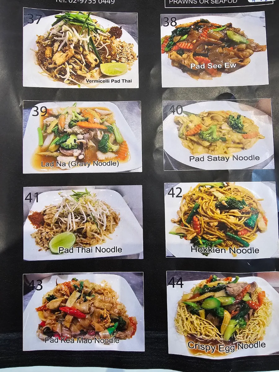 Menu, Won Dee Lao & Thai Fairfield
