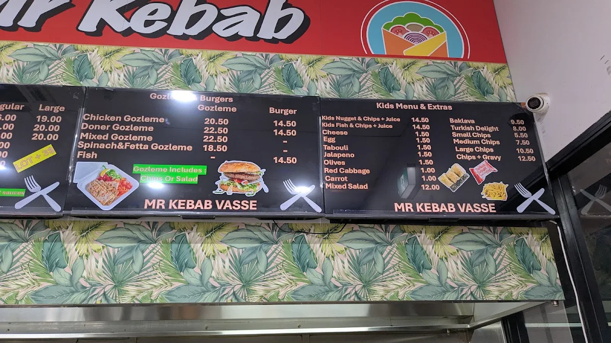 Menu, Mr Kebab Vasse