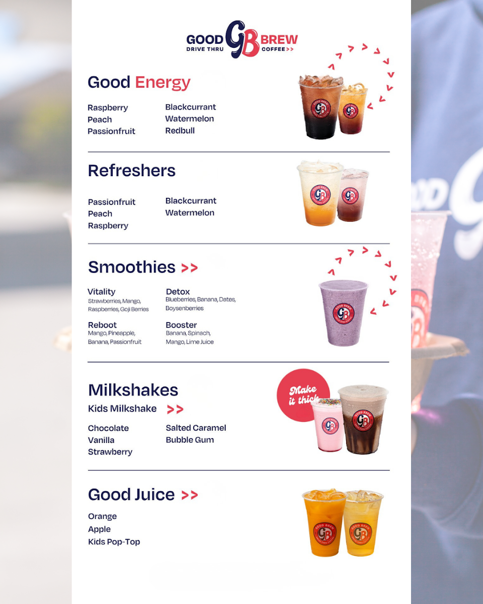 Menu, Good Brew Drive Thru Sale