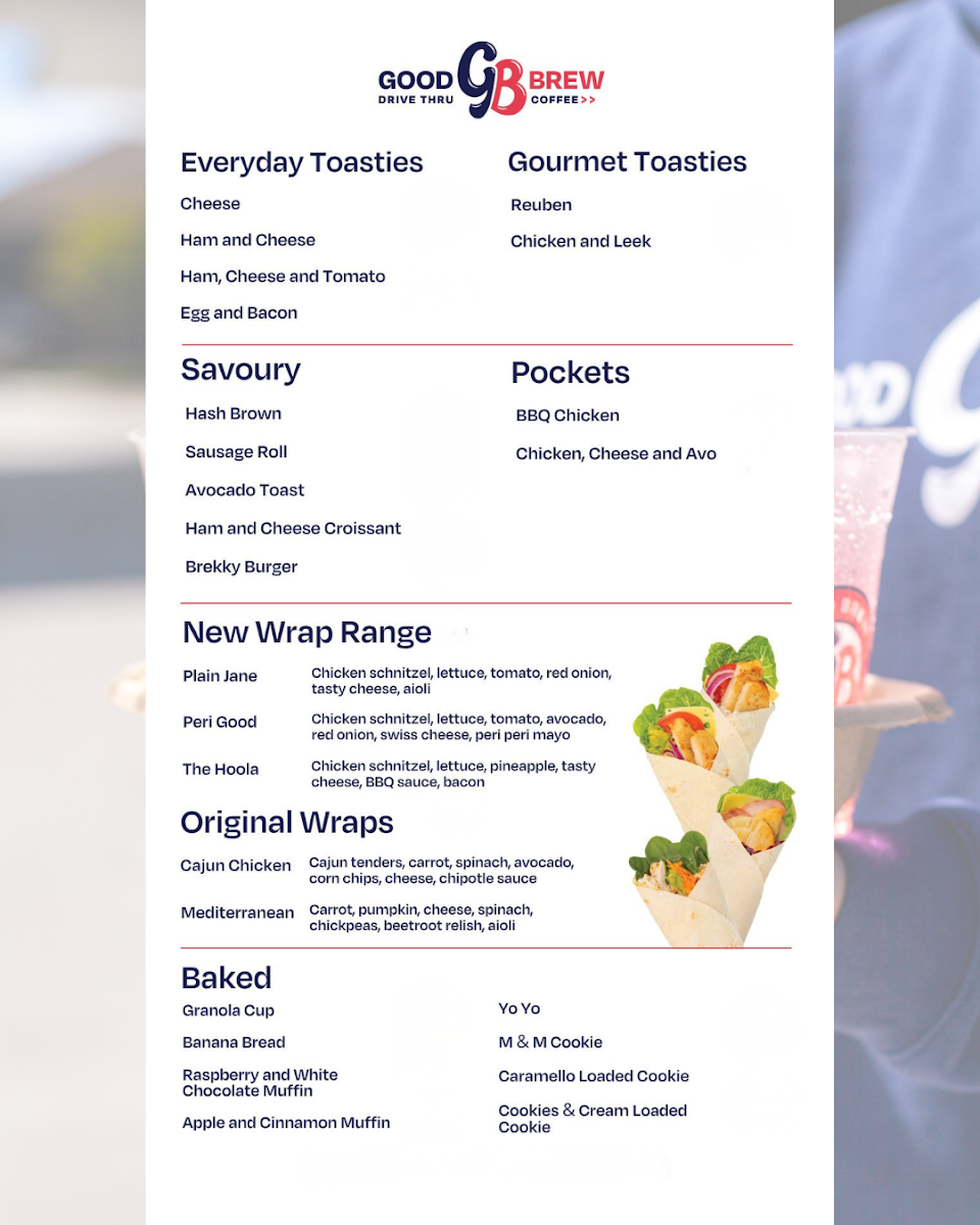 Menu, Good Brew Drive Thru Sale