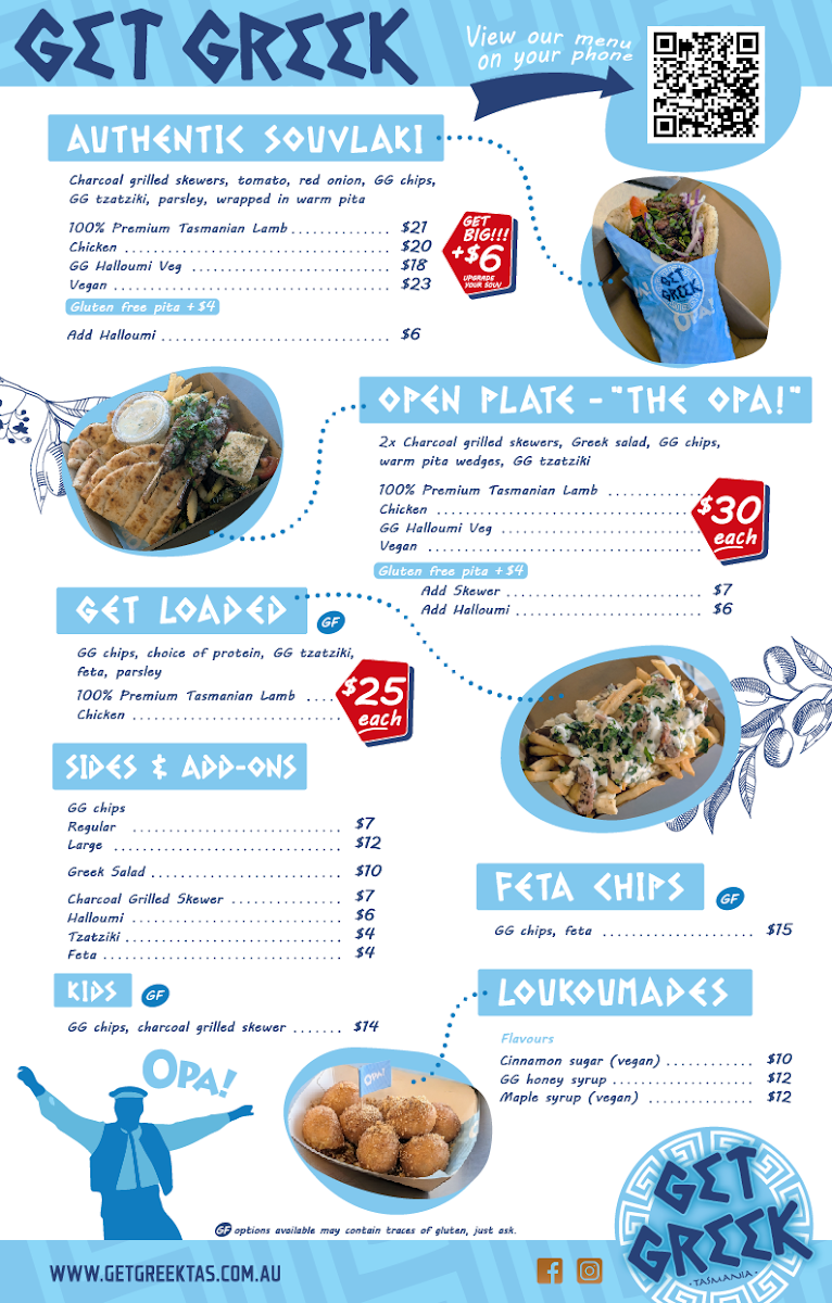 Menu, Get Greek Tasmania