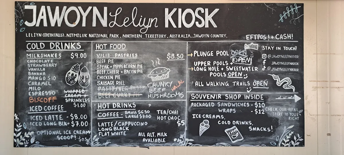 Menu, Jawoyn Leliyn Kiosk