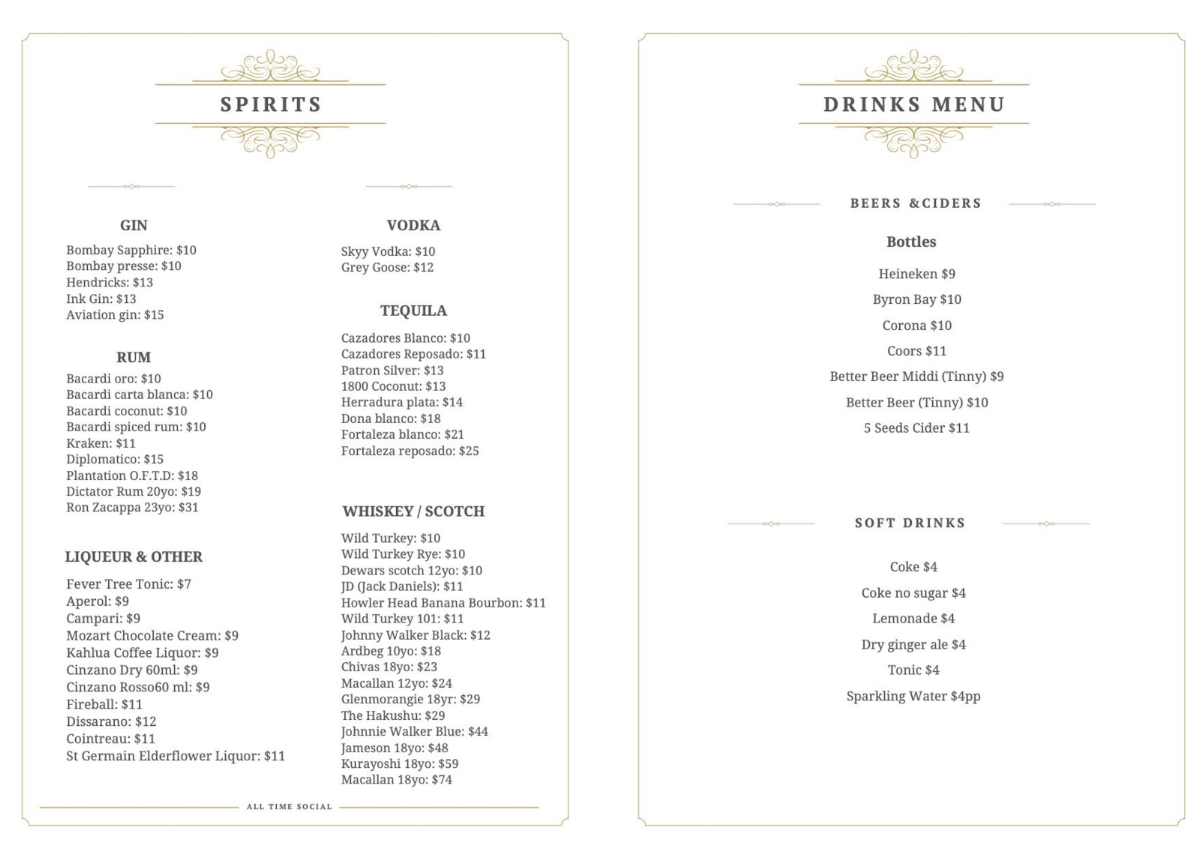 Menu, All-Time Social
