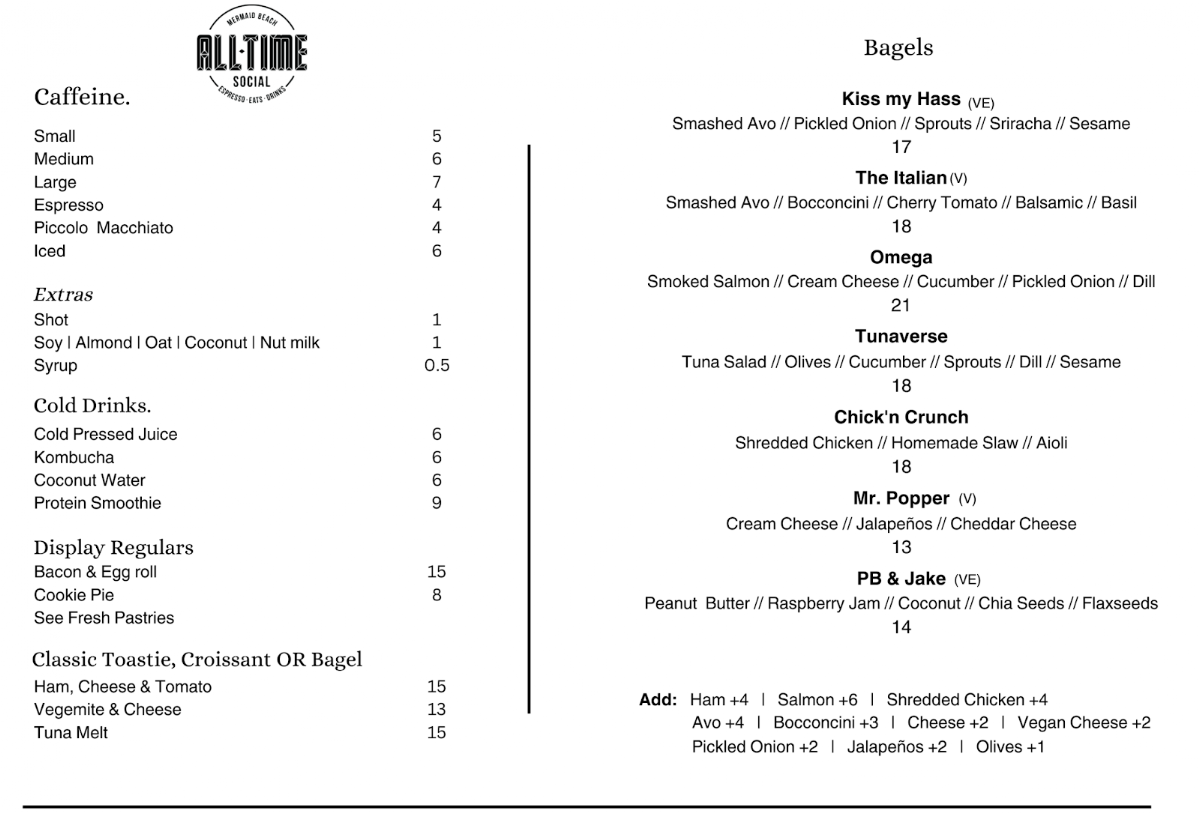 Menu, All-Time Social