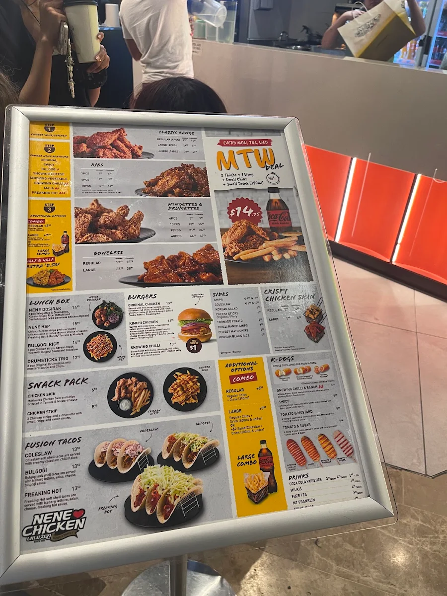 Menu, Nene Chicken Parramatta