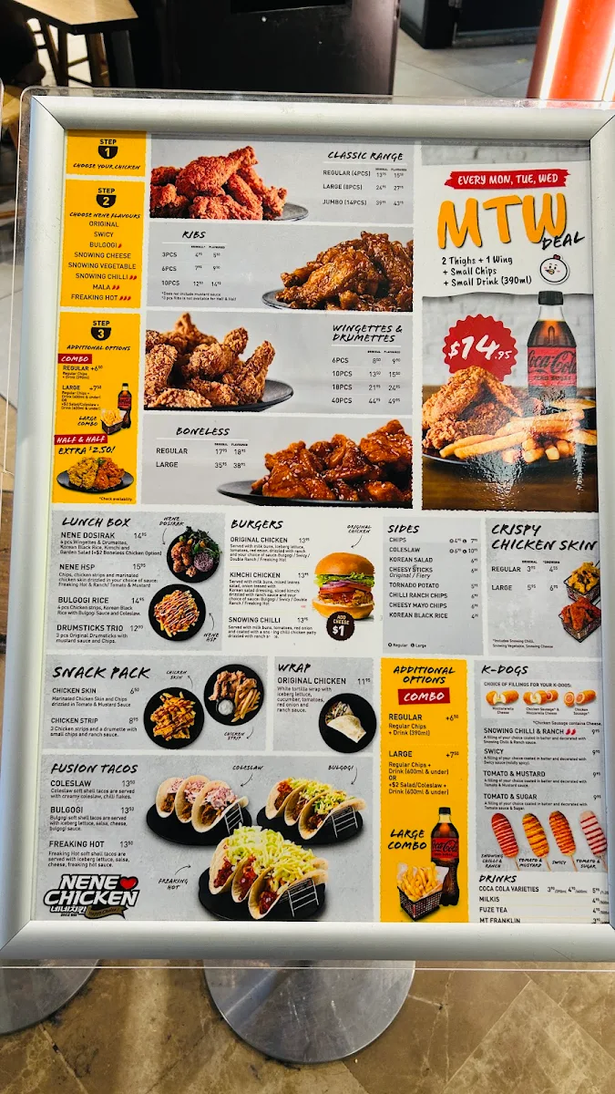 Menu, Nene Chicken Parramatta