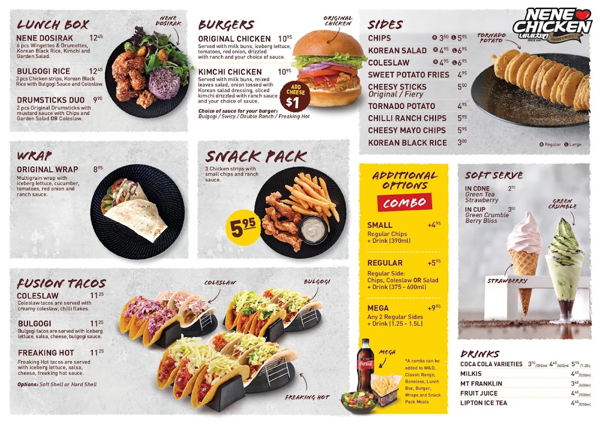 Menu, Nene Chicken Parramatta