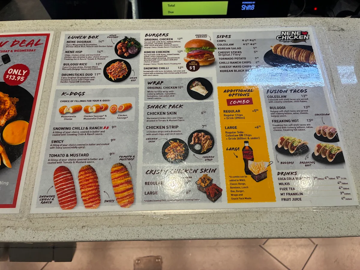 Menu, Nene Chicken Parramatta
