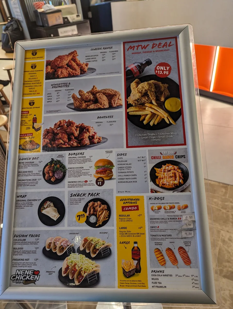 Menu, Nene Chicken Parramatta