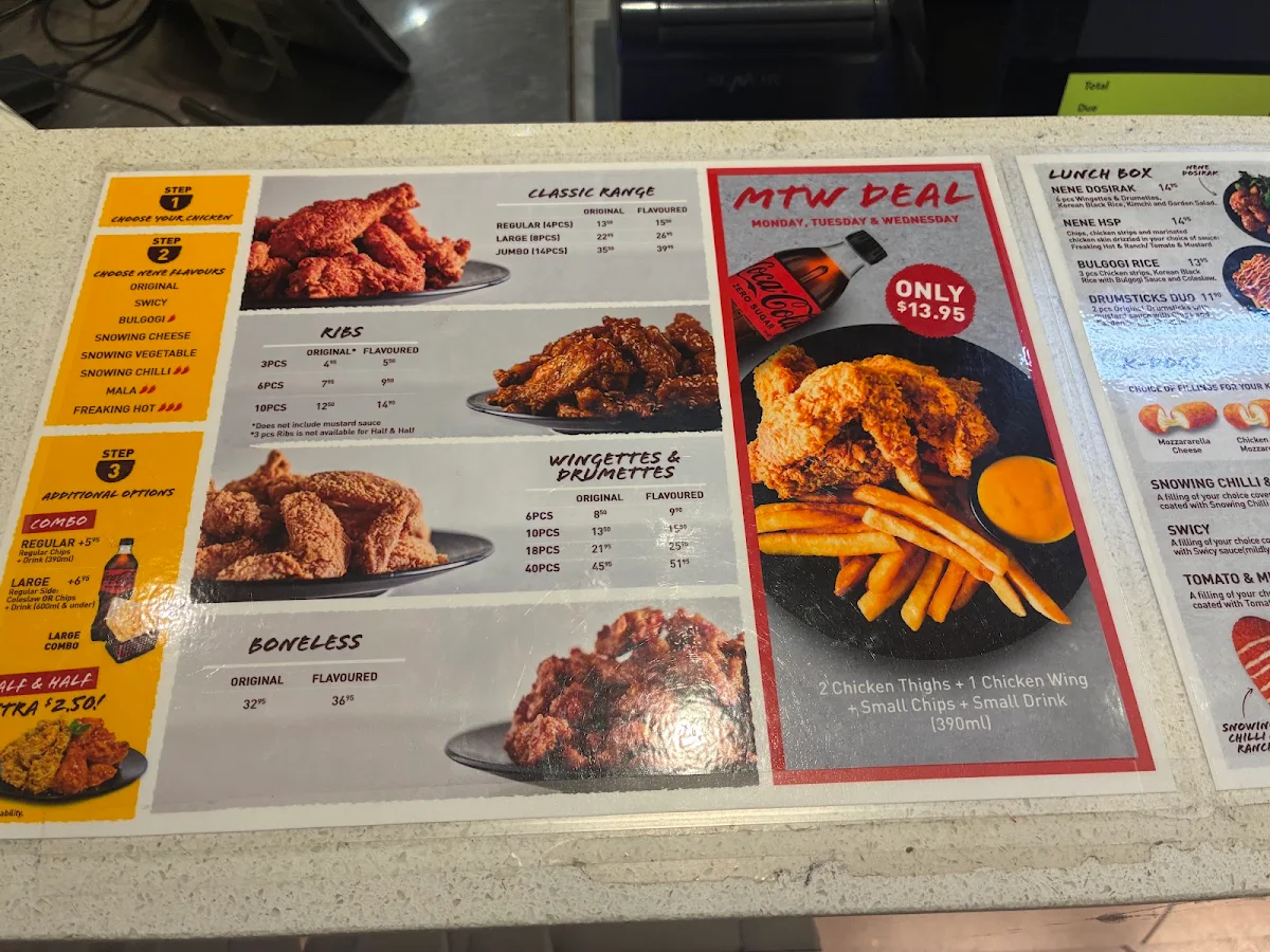 Menu, Nene Chicken Parramatta