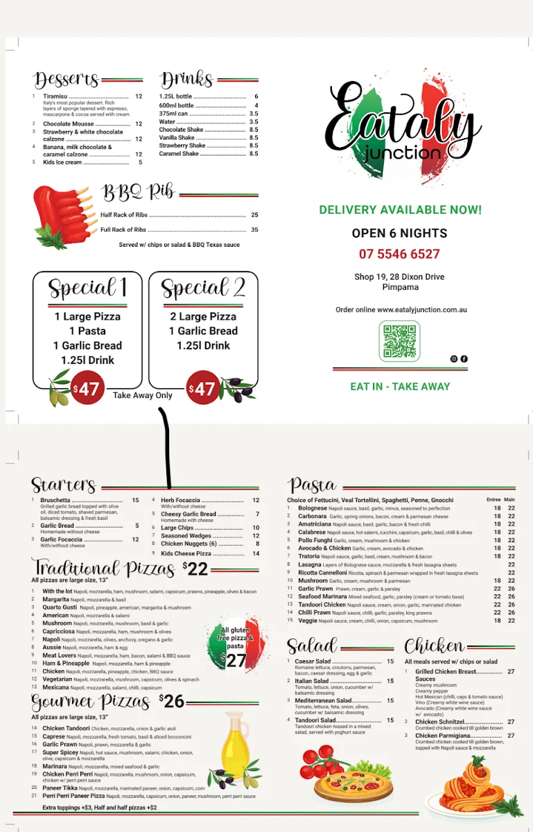 Menu, Eataly junction