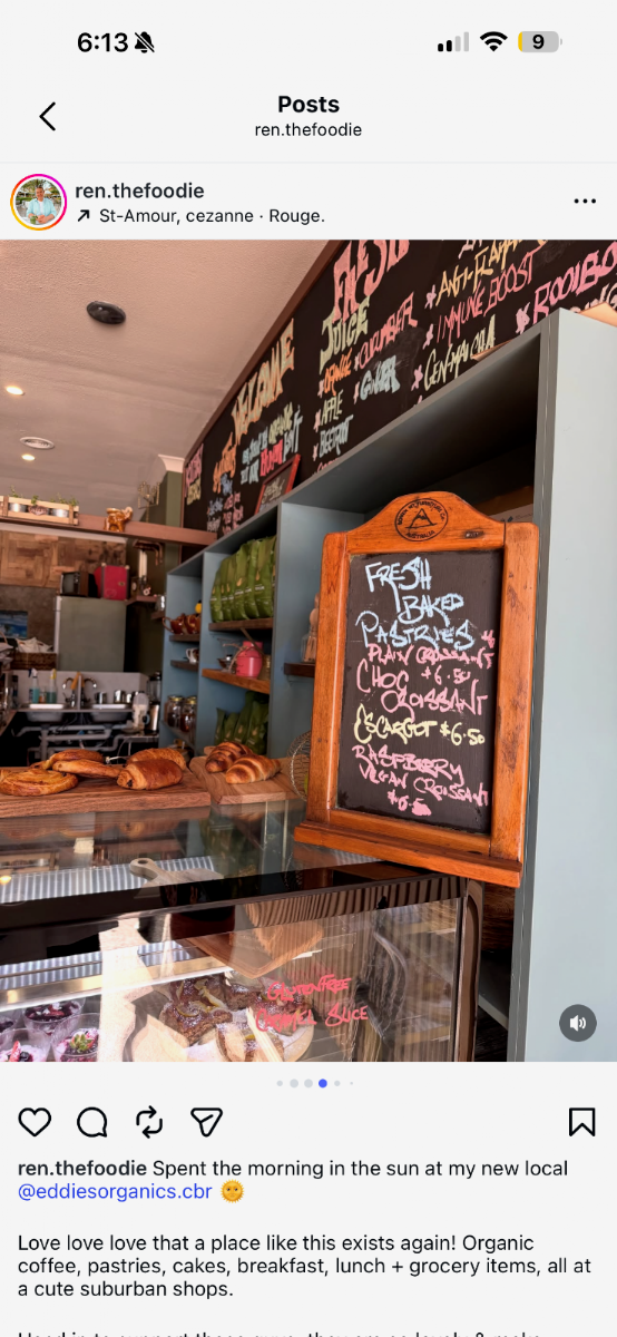 Menu, EDDIE'S ORGANICS