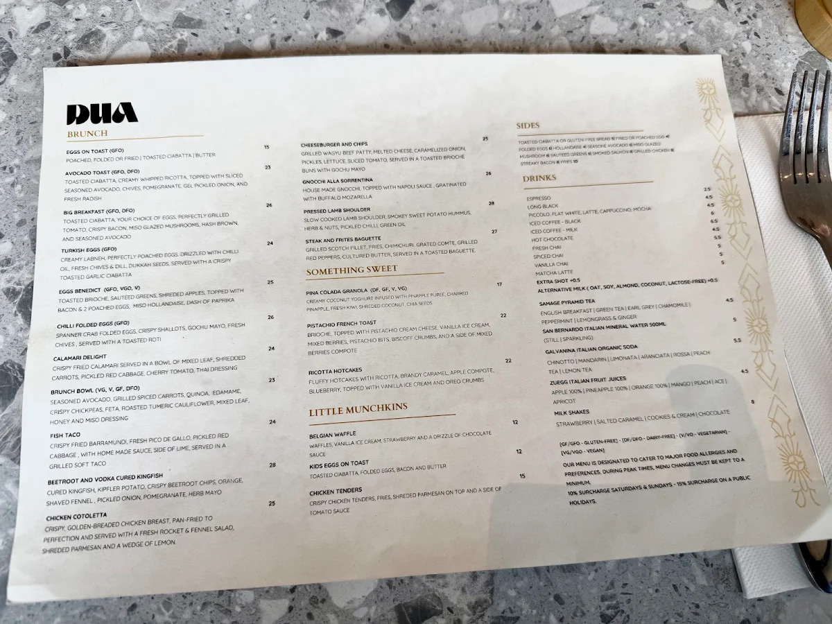 Menu, DUA LOCALE